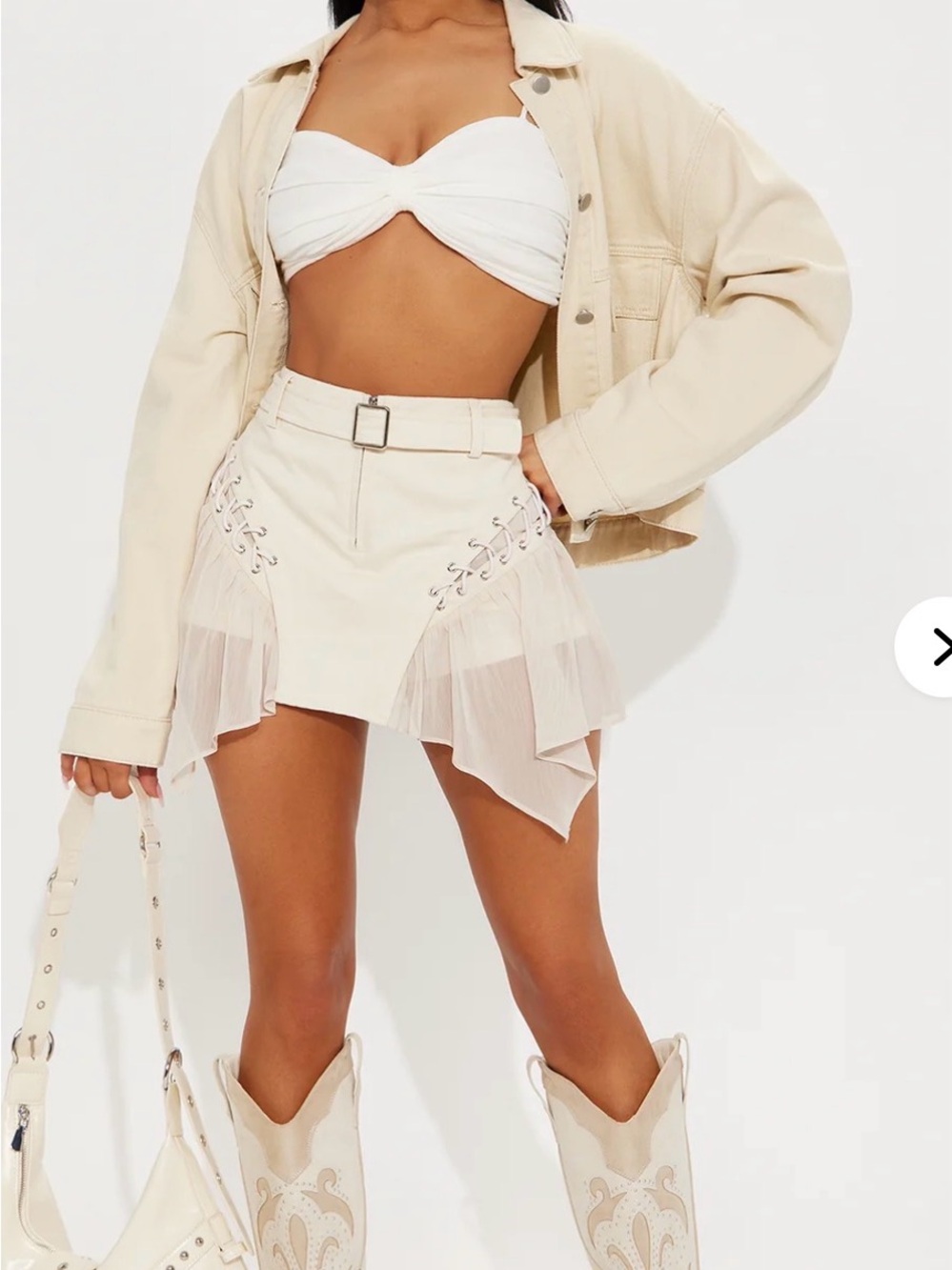 Fashion Nova Roxanne Buckle Detail Mini Skort - Cream